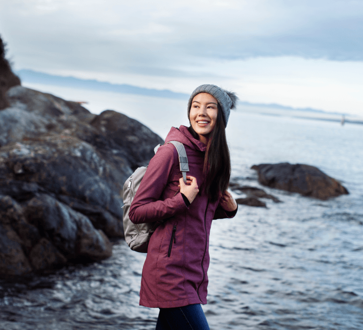 Dallas Road Beach: Women on the rock