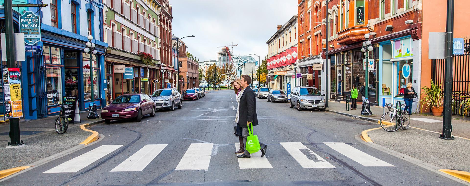 Couple street shopping