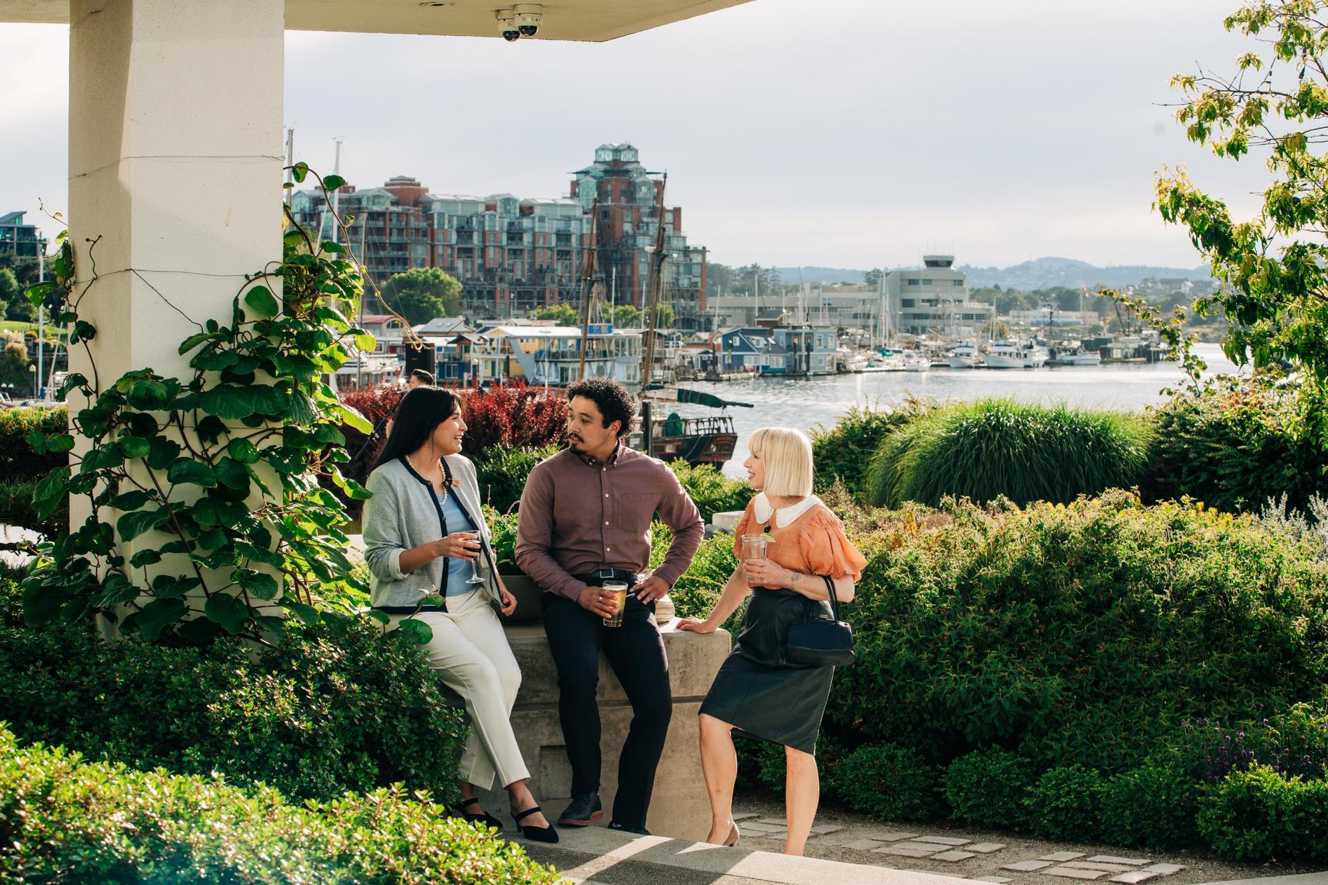 A meeting of professionals at the Inn at Laurel Point overlooks Victoria's Inner Harbour
